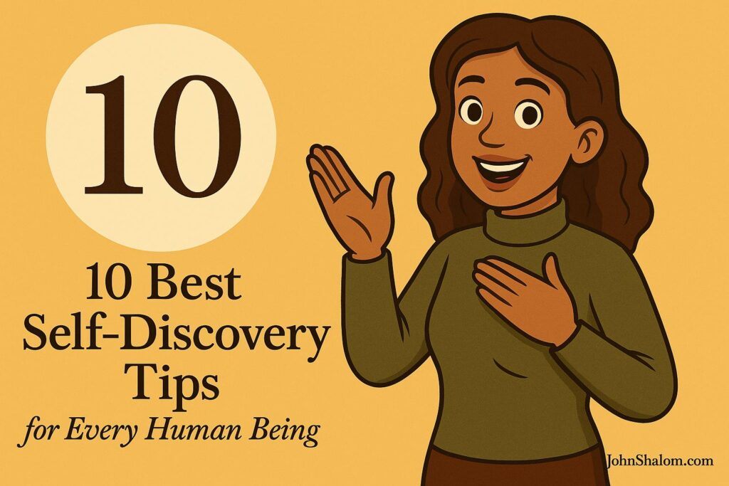 An image showing a person standing before a mirror with a sunrise in the background, symbolizing reflection, growth, and self-discovery.