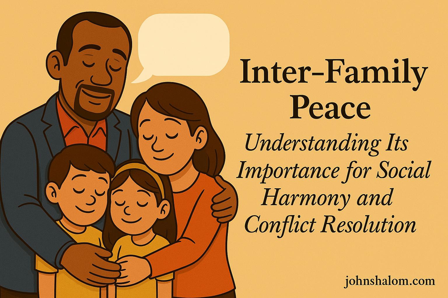 An image showing two families greeting each other warmly, symbolizing reconciliation, unity, and mutual respect.