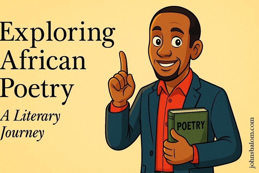 An African poet writing under a baobab tree at sunset, symbolizing rhythm, heritage, and creative expression.