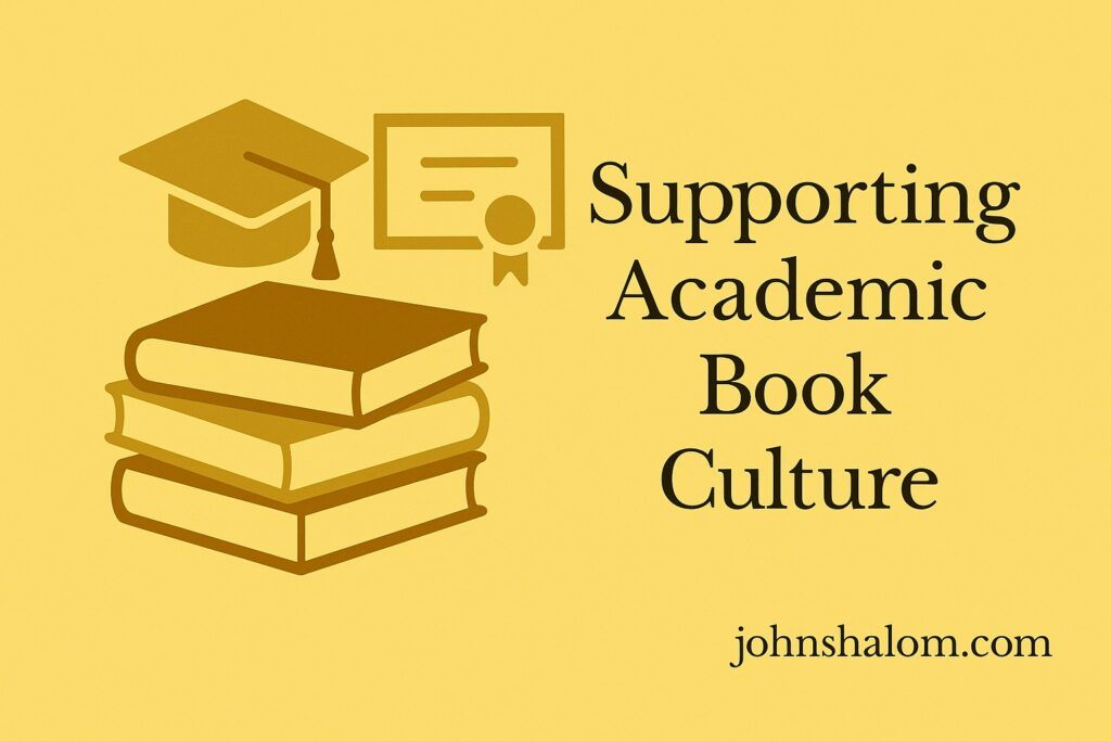 A group of scholars discussing books in a library, symbolizing collaboration, knowledge, and shared learning.