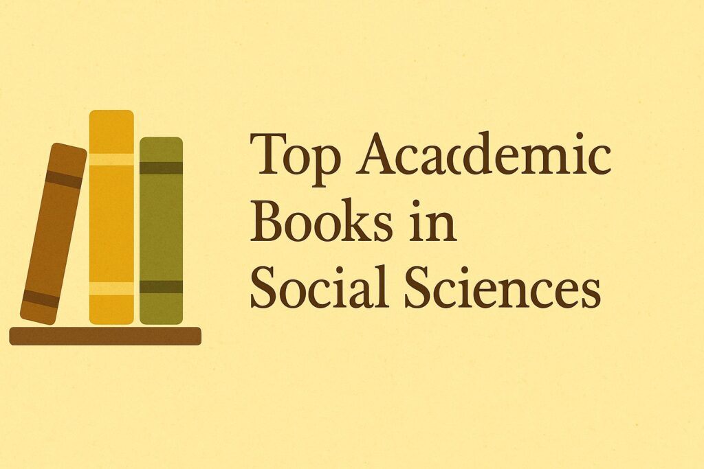 A stack of academic books on sociology, psychology, and economics on a study desk, symbolizing knowledge and research.