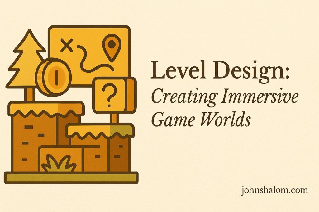 Game developer working on a 3D environment in design software, symbolizing creativity and immersive world-building.