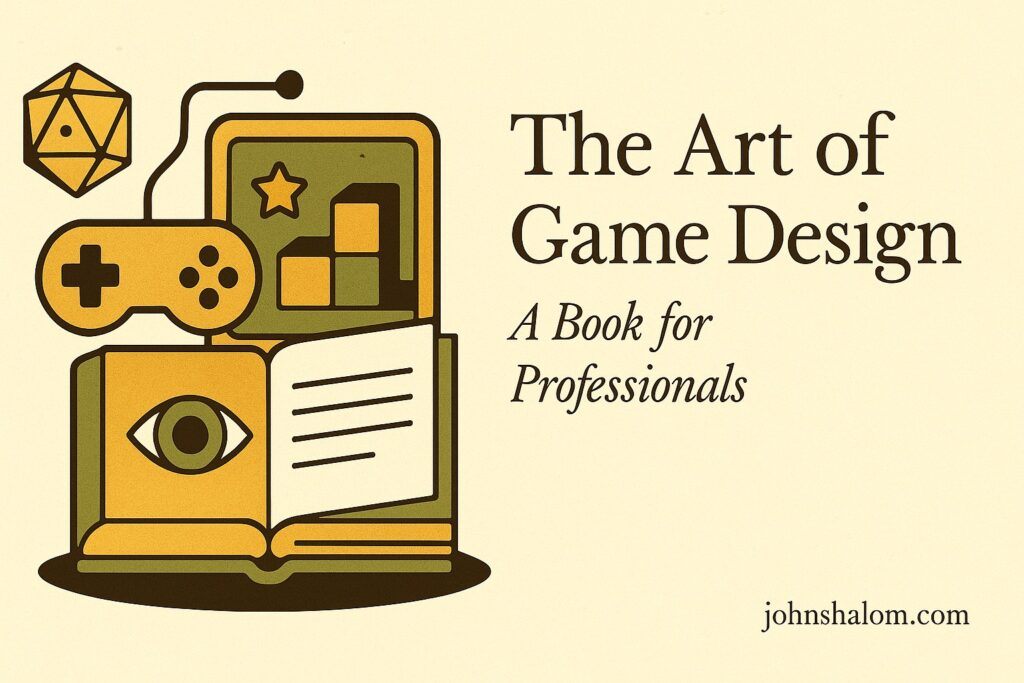 Game designer sketching ideas on a notebook beside a laptop with design software open, symbolizing creativity and strategy.