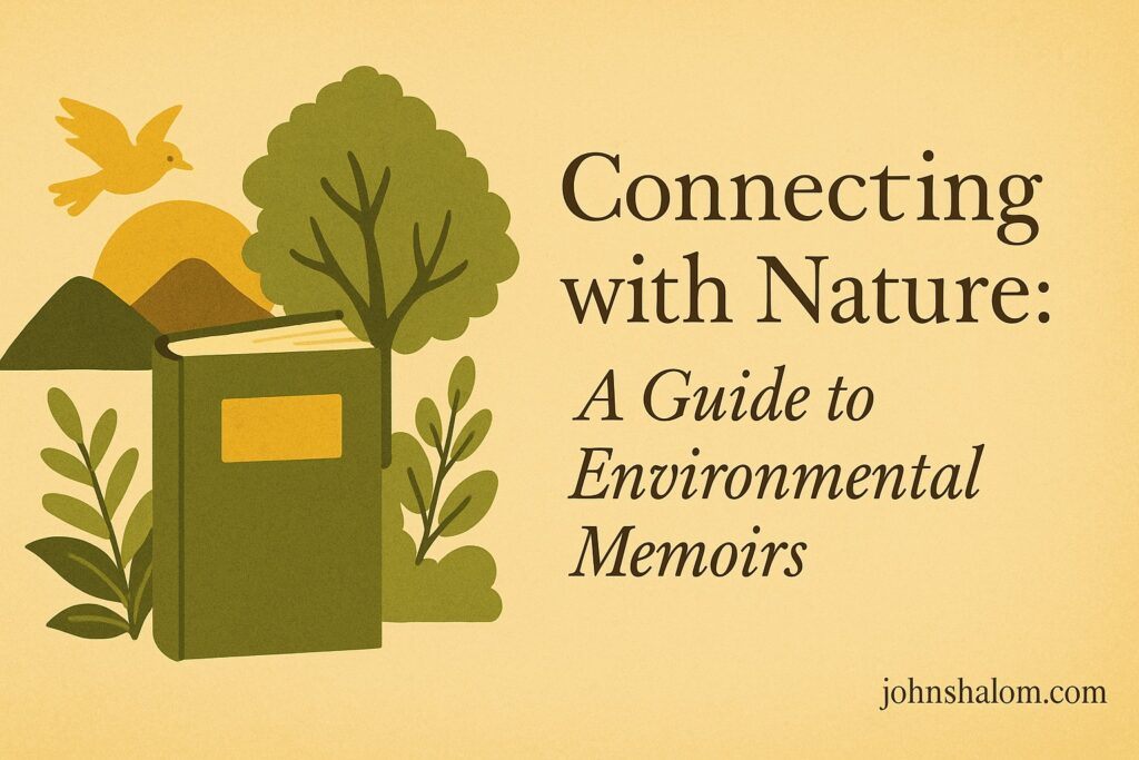 Open journal on a forest floor beside a leaf and pen, symbolizing reflection and harmony with nature.