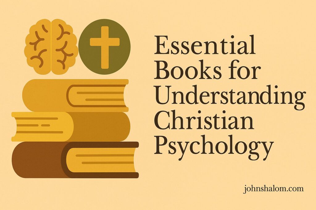 Open Bible beside psychology books and reading glasses, symbolizing the connection between faith and human behavior.