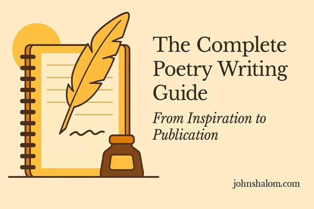 Poet writing verses in a notebook with coffee and flowers nearby, symbolizing creativity and artistic expression.