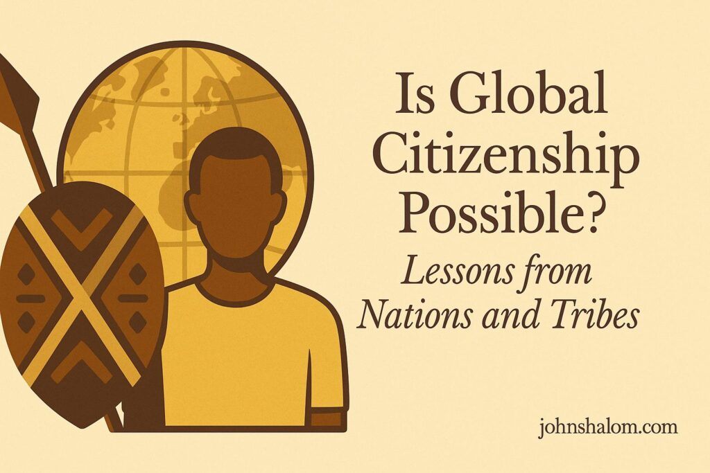 A world map surrounded by diverse cultural symbols representing unity among nations and tribes