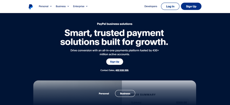 PayPal Homepage