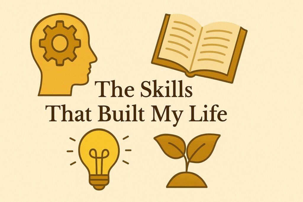 A writer reflecting with a notebook, laptop, and coffee on a wooden desk