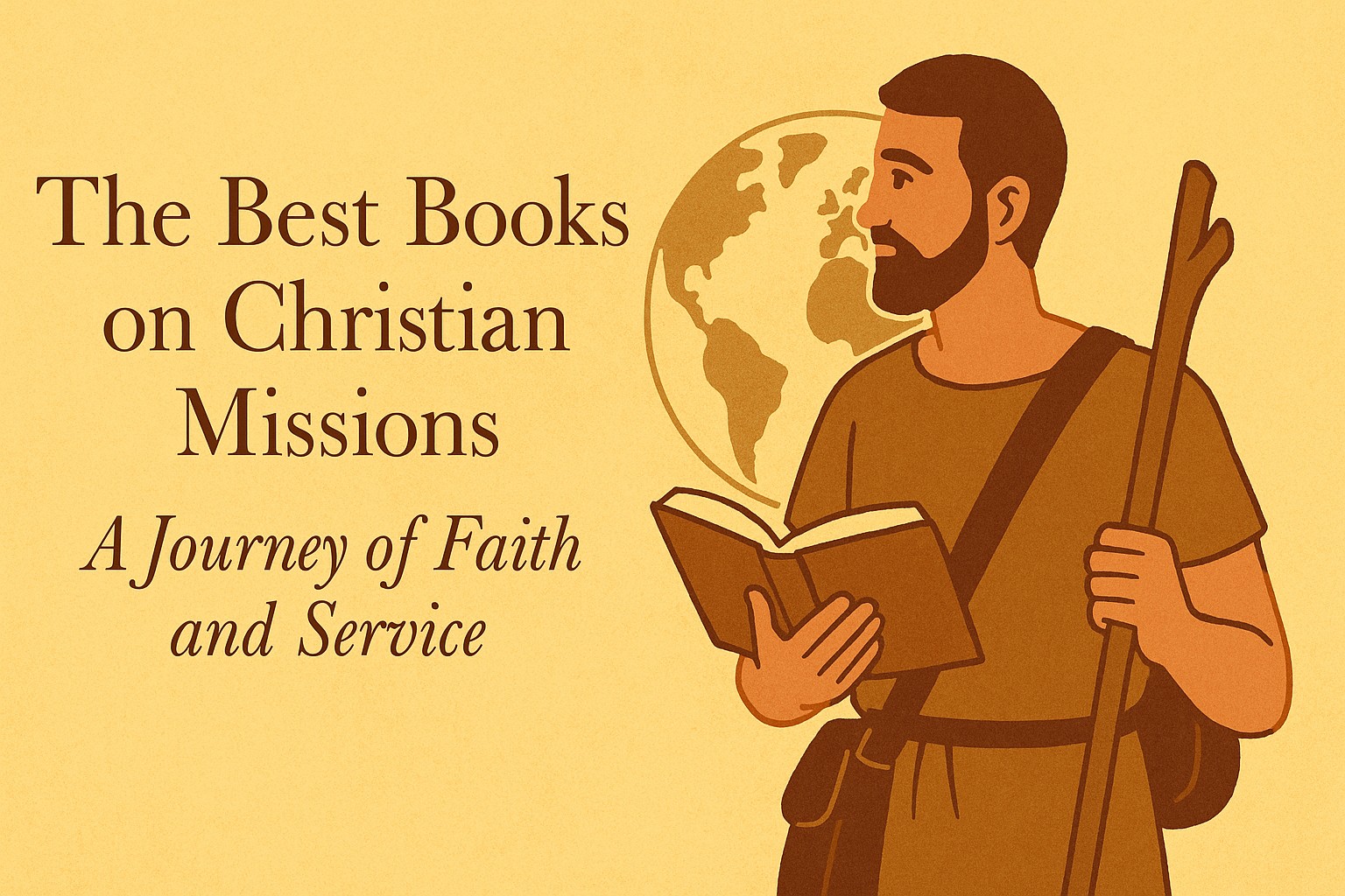 A globe, Bible, and travel bag arranged together symbolizing global Christian missions