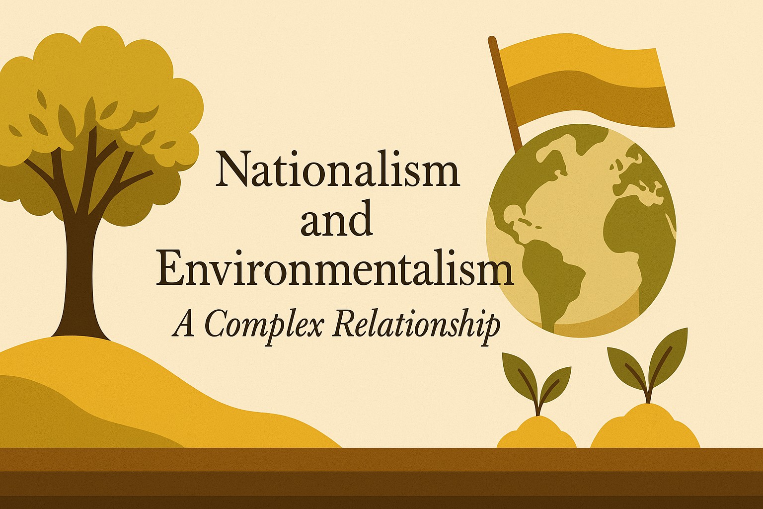 A national flag intertwined with green leaves symbolizing the link between patriotism and environmental care