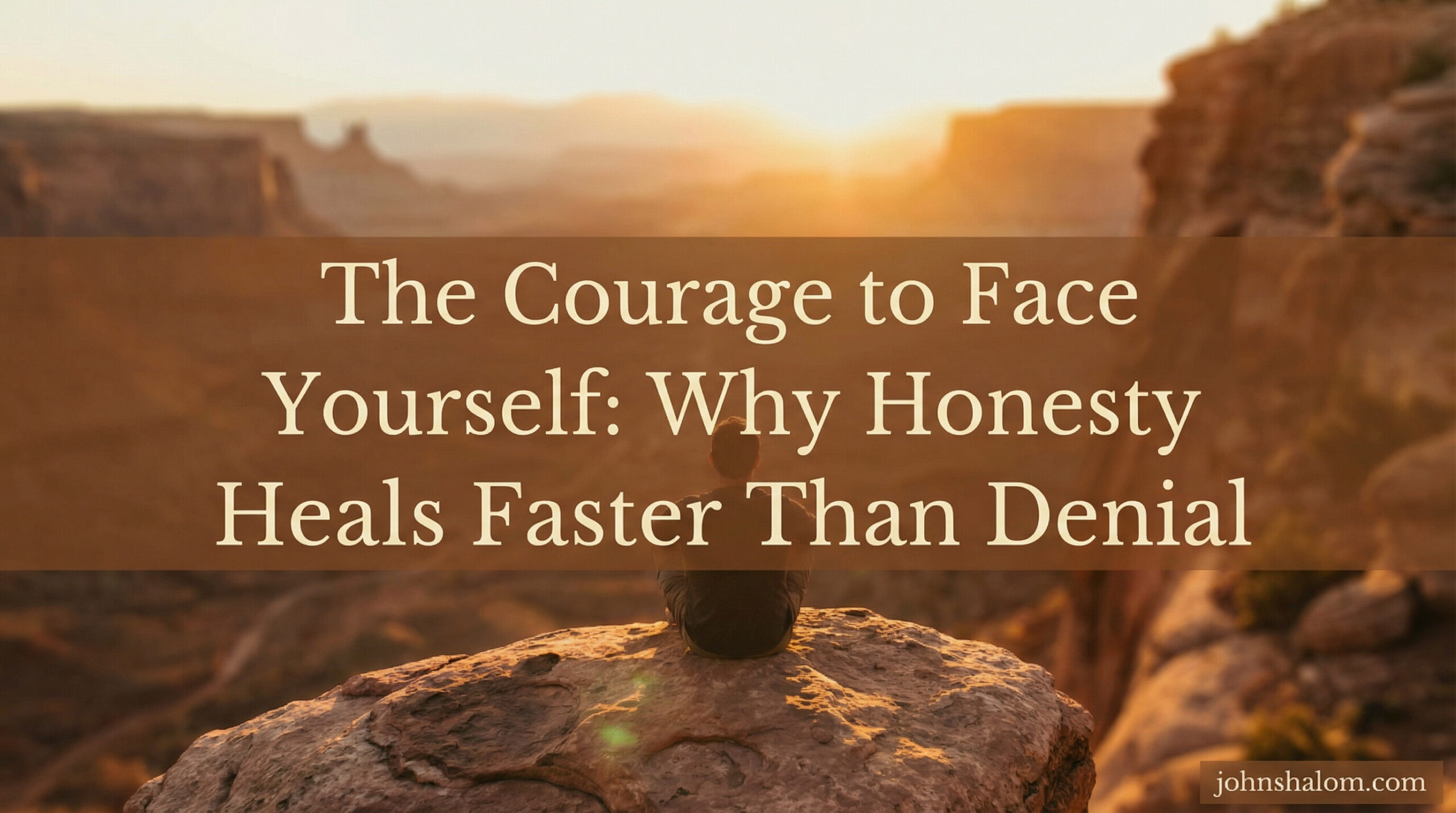 A quiet reflective scene with a journal, soft lighting, and a person’s hands resting over an open page, symbolizing the courage to face oneself with honesty instead of denial. The image reflects vulnerability, truth, and emotional healing.