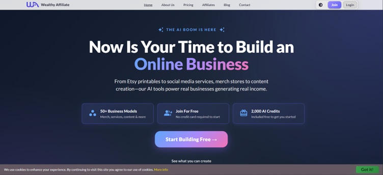 New Wealthy Affiliate Homepage design for 2026