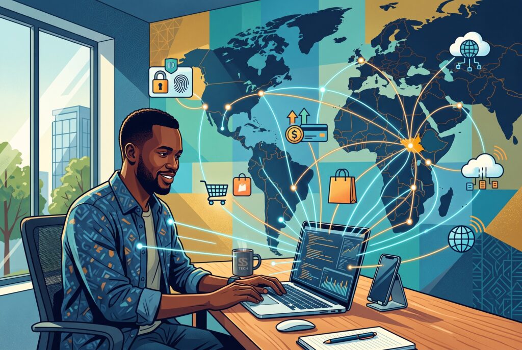 South Sudanese digital entrepreneur using global online payment and business platforms
